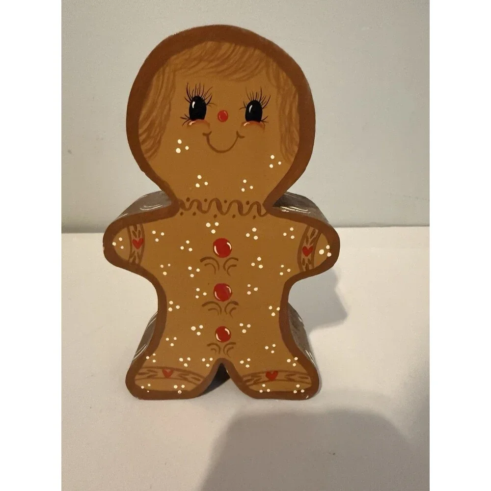 Adorable! 1980s Gingerbread Girl Wood Candle Stick Holder